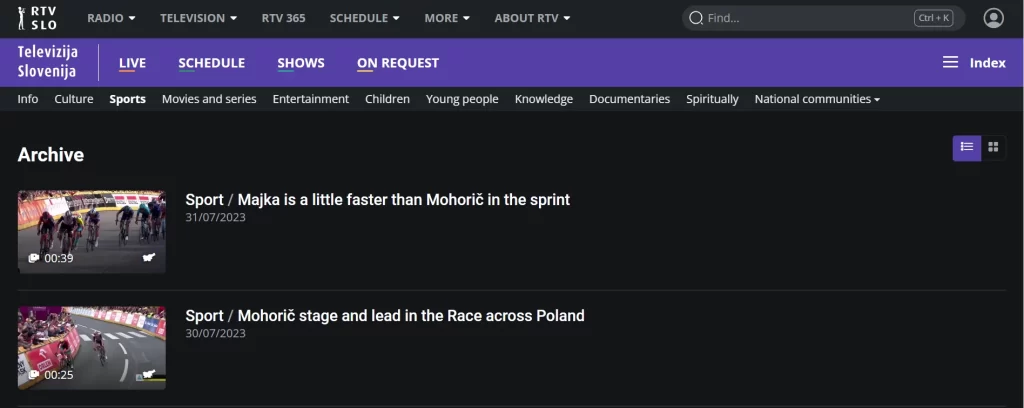 Watch Tour De France online on RTV SLOVENIJA (RTVS)
