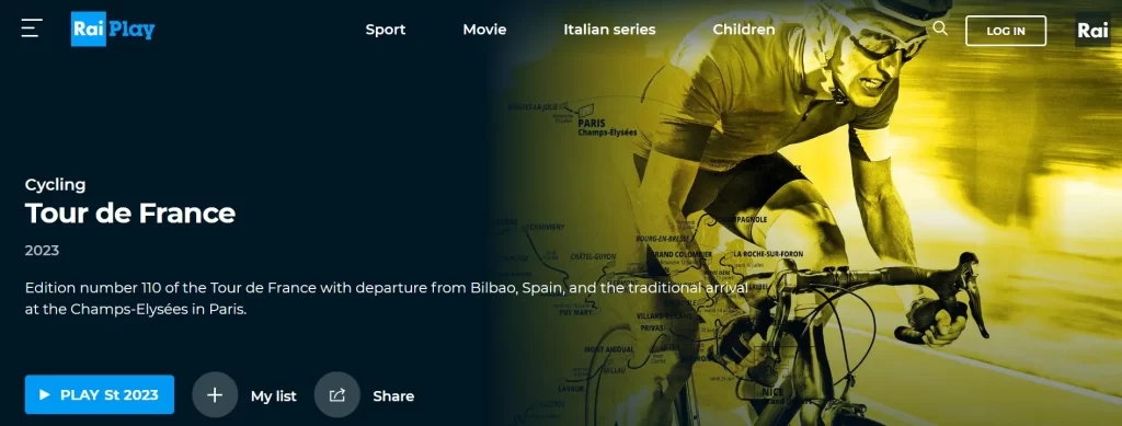 Watch Tour De France on RAI Play in Italy